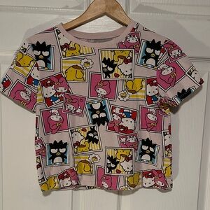 Hello Kitty crop top - Pink and Yellow Cartoon Print M Sanrio